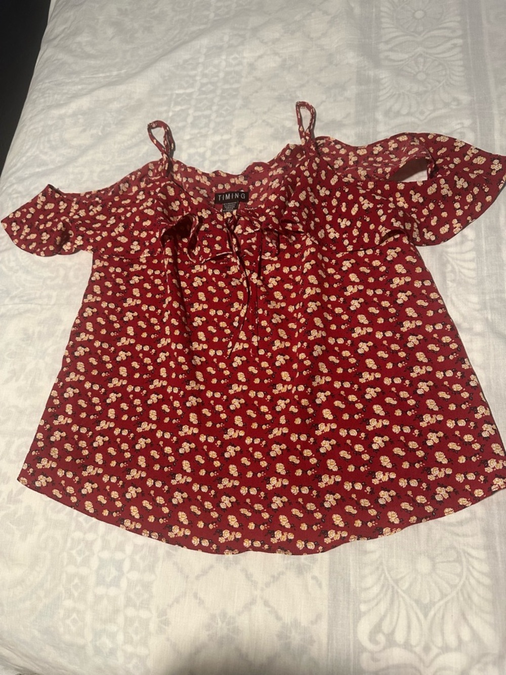 Timing Red Floral Ruffle Cami - Picture 3 of 9